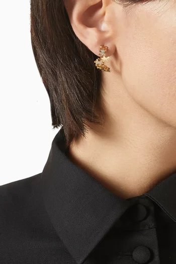 Geometric Brushed Diamond Earrings in 18kt Gold