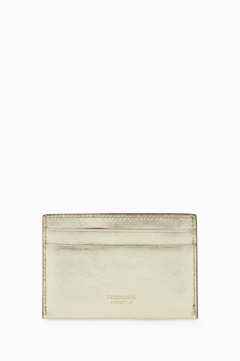 Gancini Card Holder in Hammered Calfskin