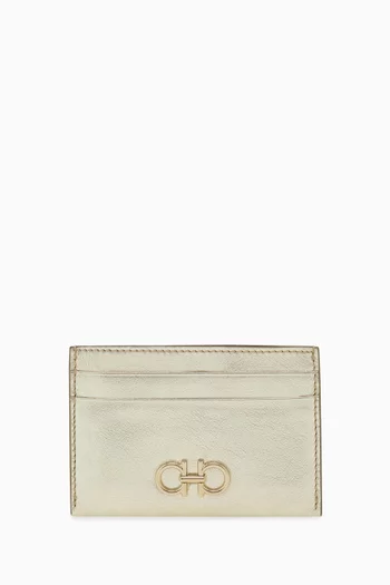 Gancini Card Holder in Hammered Calfskin