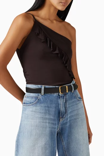 Hammered Buckle Belt in Leather