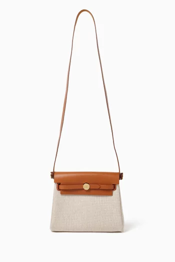 حقيبة هيرباج 20 ميني توال بلون بيج فاتح وجلد بقر