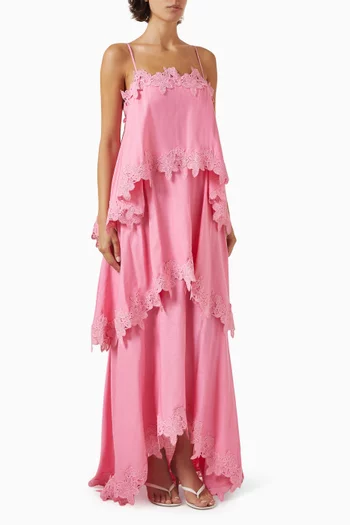 chinese dress ladies Tulsia Floral Cape Maxi Dress in Pink