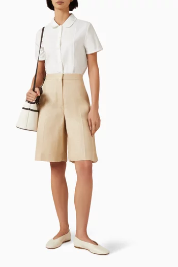 قميص قطن بوبلين بياقة مقوسة