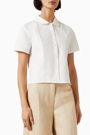 قميص قطن بوبلين بياقة مقوسة