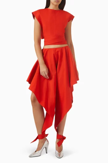 بلوزة بحزام قطن غابردين