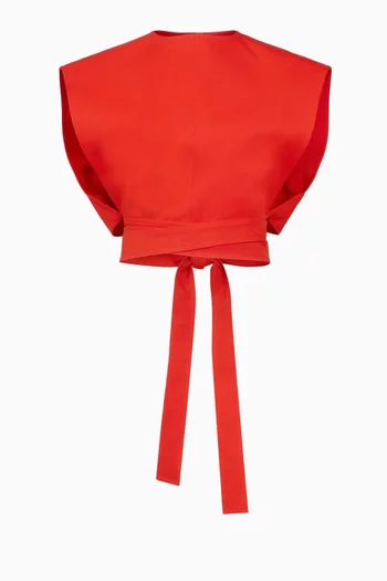 بلوزة بحزام قطن غابردين