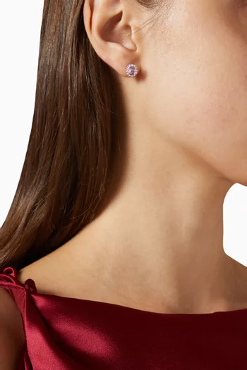 1735 Pink Sapphire & Diamond Stud Earrings in Platinum