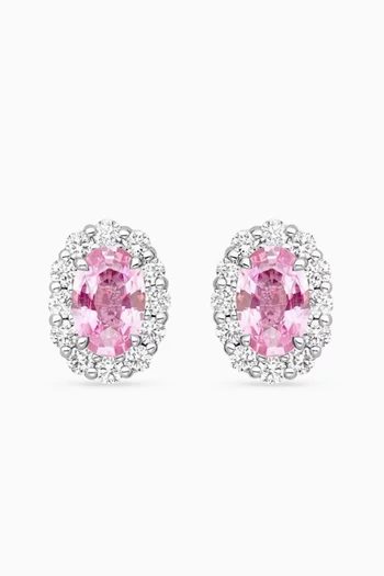 1735 Pink Sapphire & Diamond Stud Earrings in Platinum