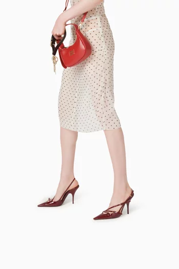 حذاء كلاسيك بسير خلفي وأبازيم بكعب 105 مم جلد لامع