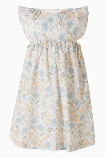 فستان بعقدة ونقشة زهور