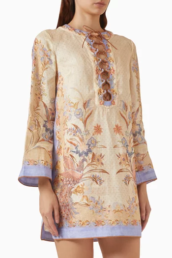 sachin and babi light blue dress ZIMMERMANN Lucky Belted Mini Dress In Floral Print main image 1