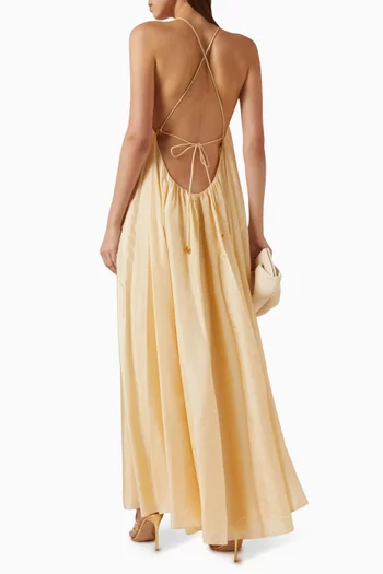 فستان أستر بكشكش ومطرز بالخرز حرير