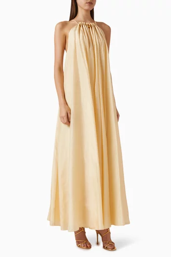 فستان أستر بكشكش ومطرز بالخرز حرير