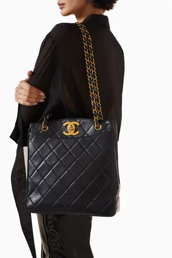 CC Chain Tote Bag in Quilted Leather