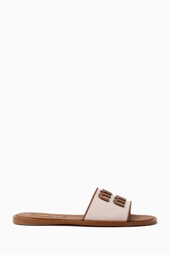 Sandals in Canvas & Leather