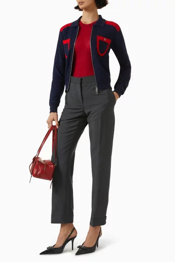 كارديغان منسوج بسحّاب مزيج قطن