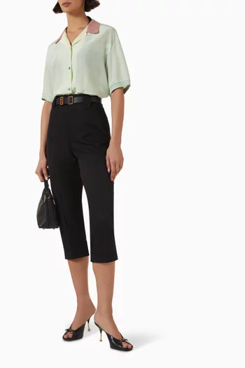 قميص بقصة قصيرة حرير بوبلين