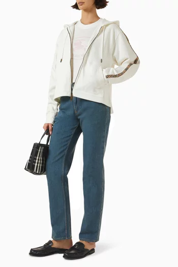 كنزة هاربر بغطاء رأس وأشرطة بنقشة مربعات قطن