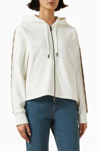 كنزة هاربر بغطاء رأس وأشرطة بنقشة مربعات قطن