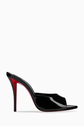 حذاء ميس زي مفتوح من الخلف بكعب 100 مم جلد لامع