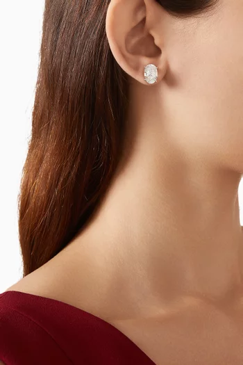 3ct Each Oval Diamond Stud Earrings in 18kt White Gold