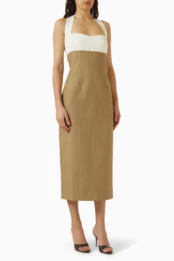 odd muse beige dress The Ultimate Muse Tie Neck Maxi Dress Butter Cream — Maxi Dresses main image 1