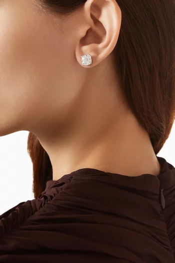 3ct Each Cushion Diamond Earrings in 18kt White Gold