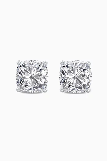 3ct Each Cushion Diamond Earrings in 18kt White Gold