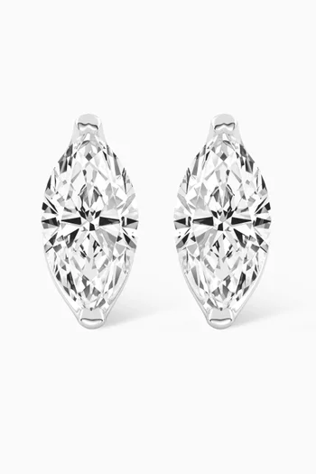 3ct Each Marquise Diamond Stud Earrings in 18kt White Gold
