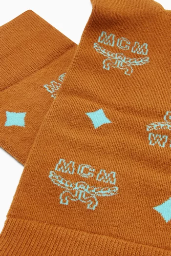 Monogram Knit Socks in Cotton-blend
