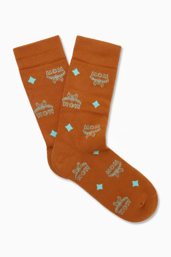 Monogram Knit Socks in Cotton-blend