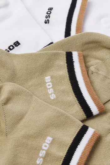 Logo Short Socks in Cotton-blend, Set of 2