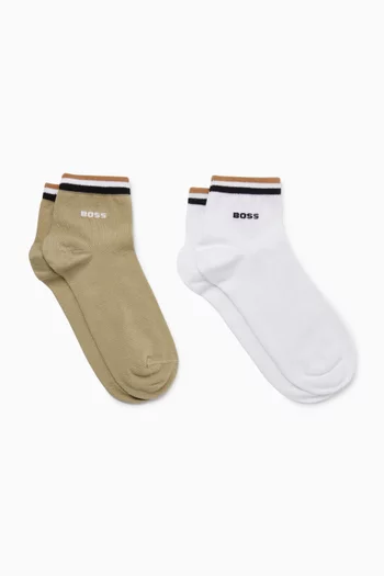 Logo Short Socks in Cotton-blend, Set of 2