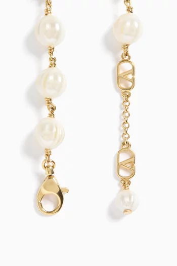 VLOGO Signature Beaded Bracelet in Gold-tone Metal