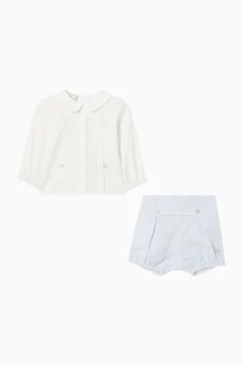 Woven Shirt & Shorts Set in Cotton