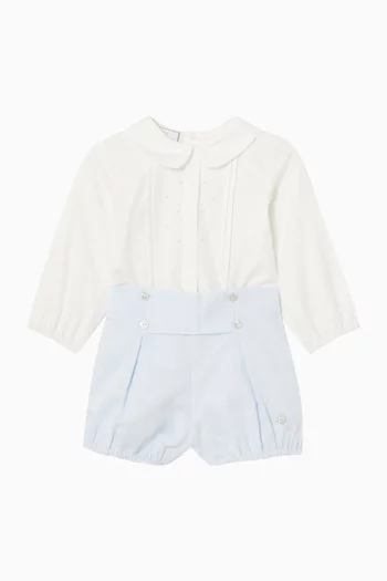 Woven Shirt & Shorts Set in Cotton