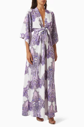 strapless open back dress Florence Maxi Dress in Orchid Purple Paisley main image 0