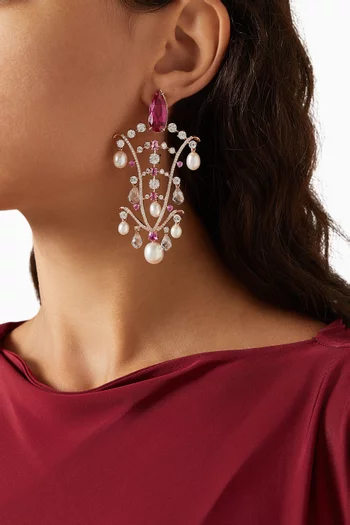 Fuchsia Supernova Earrings in 18kt Gold Vermeil