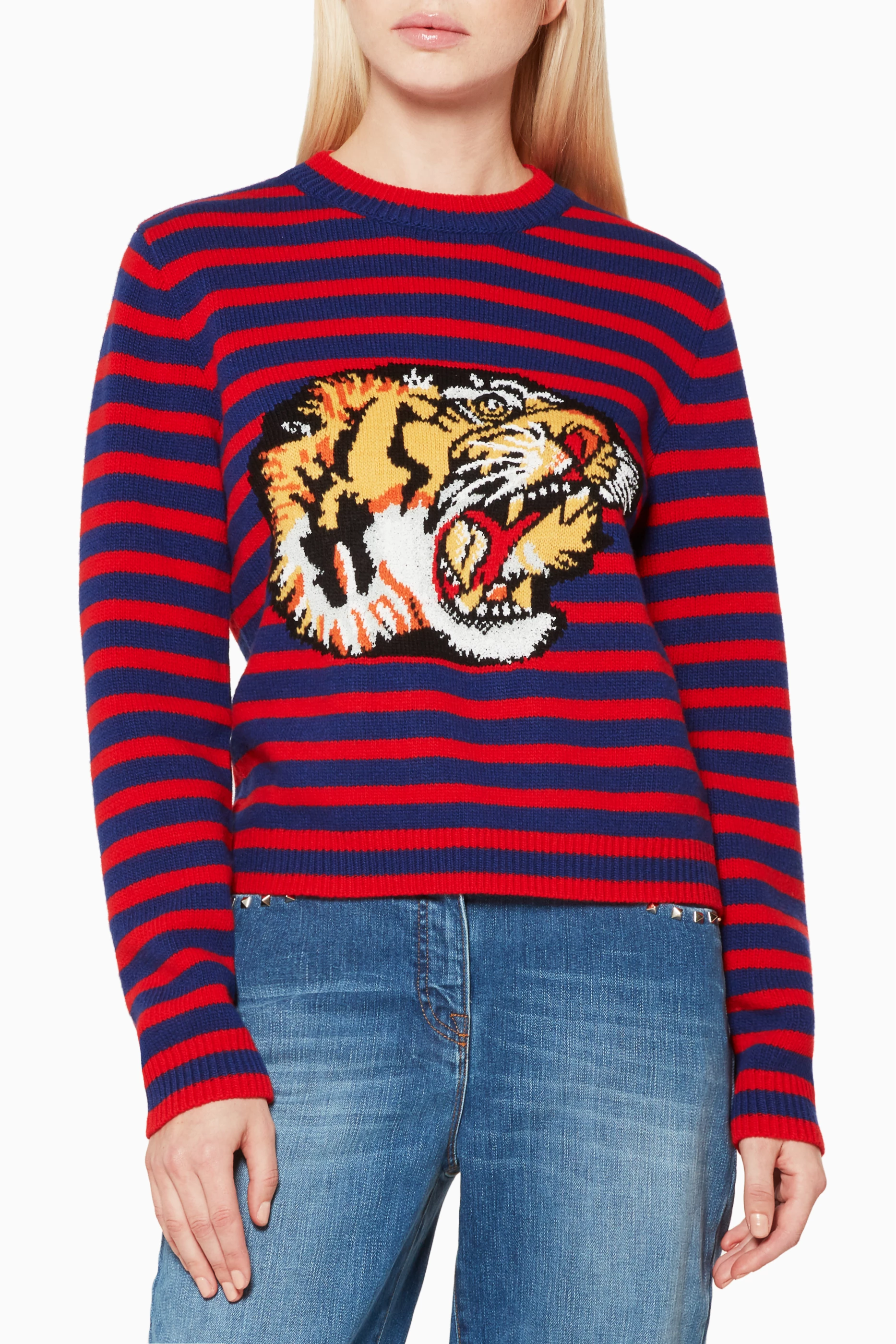 Gucci blue hot sale tiger sweater