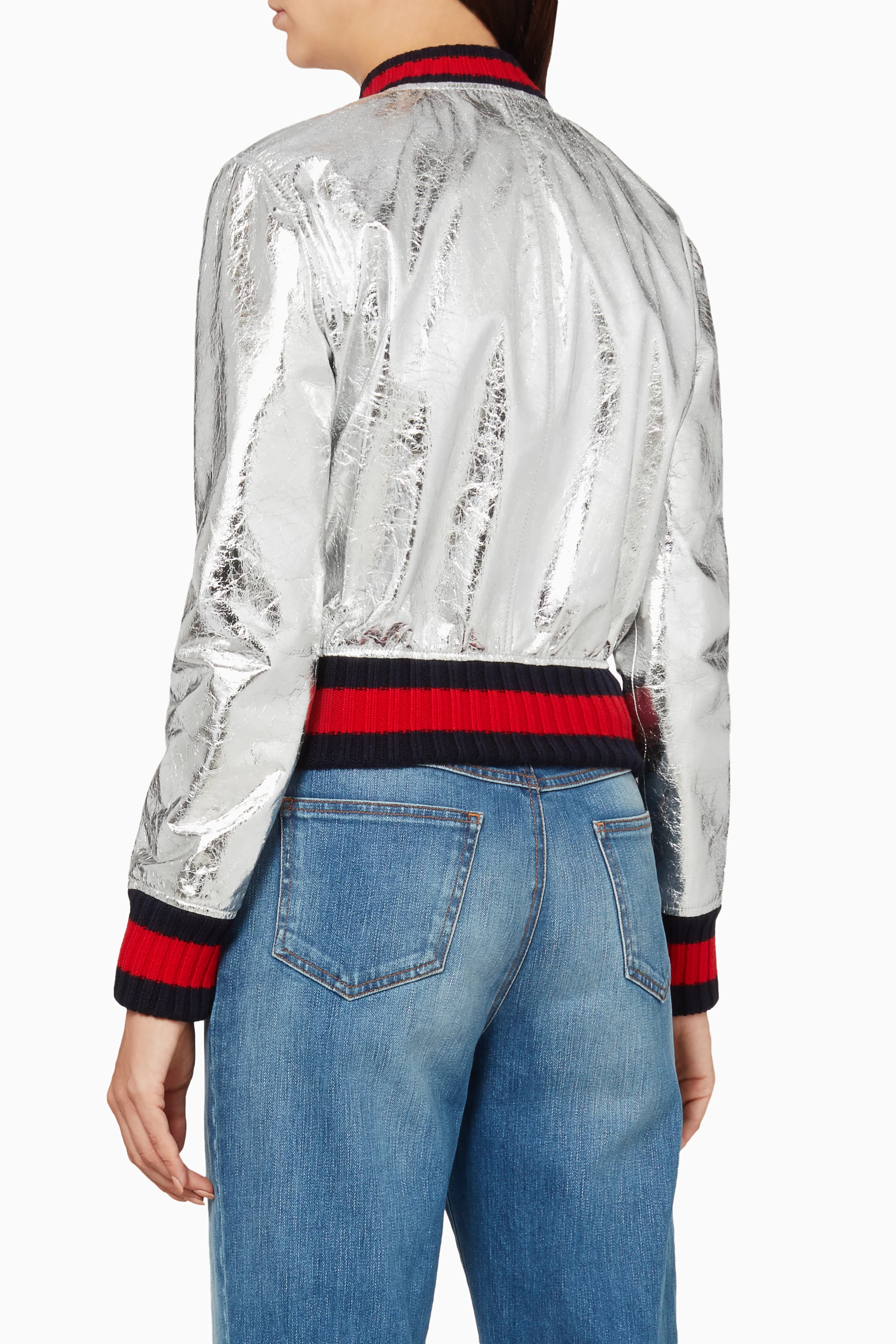 Gucci silver bomber jacket clearance
