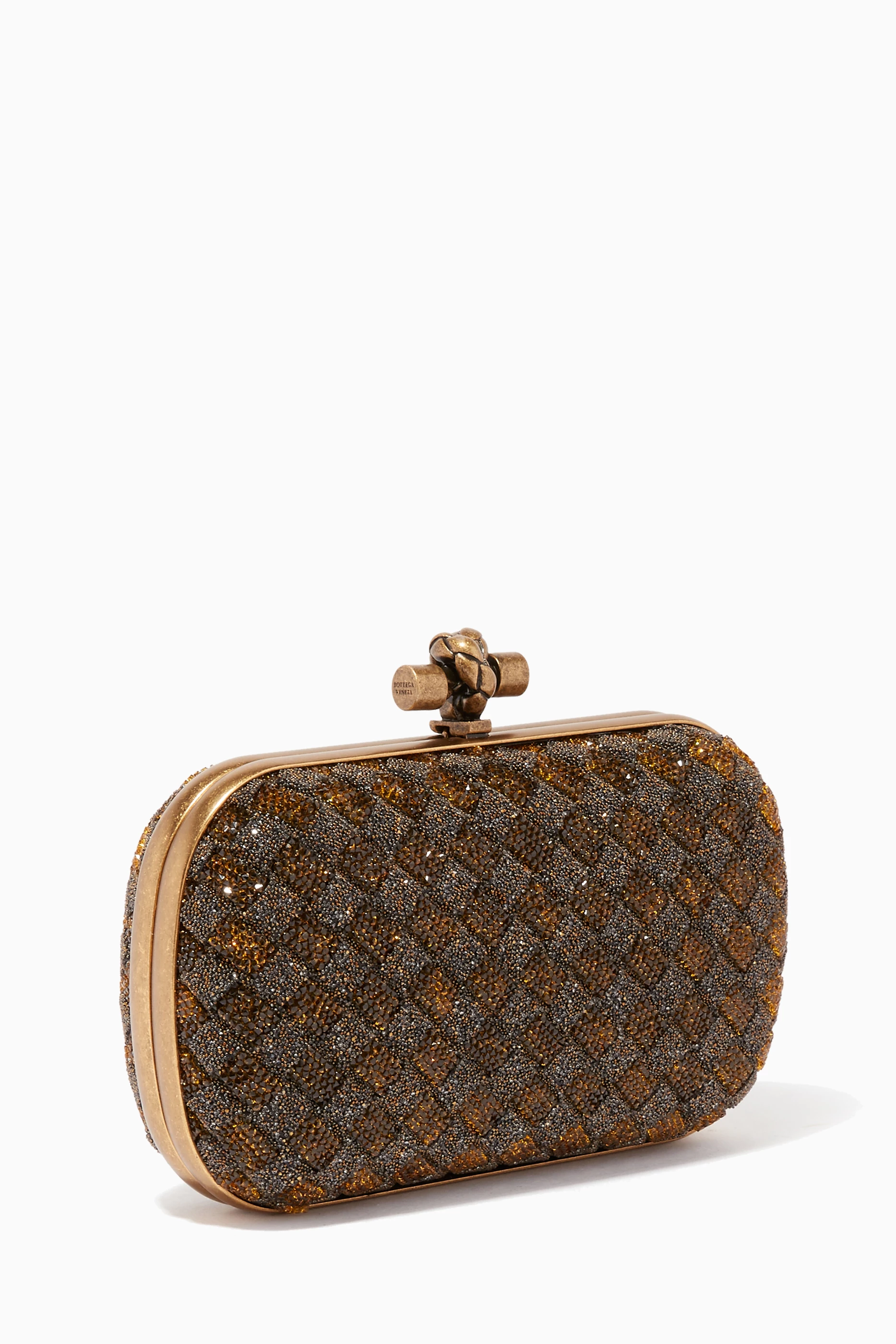 Gold bottega veneta clutch store
