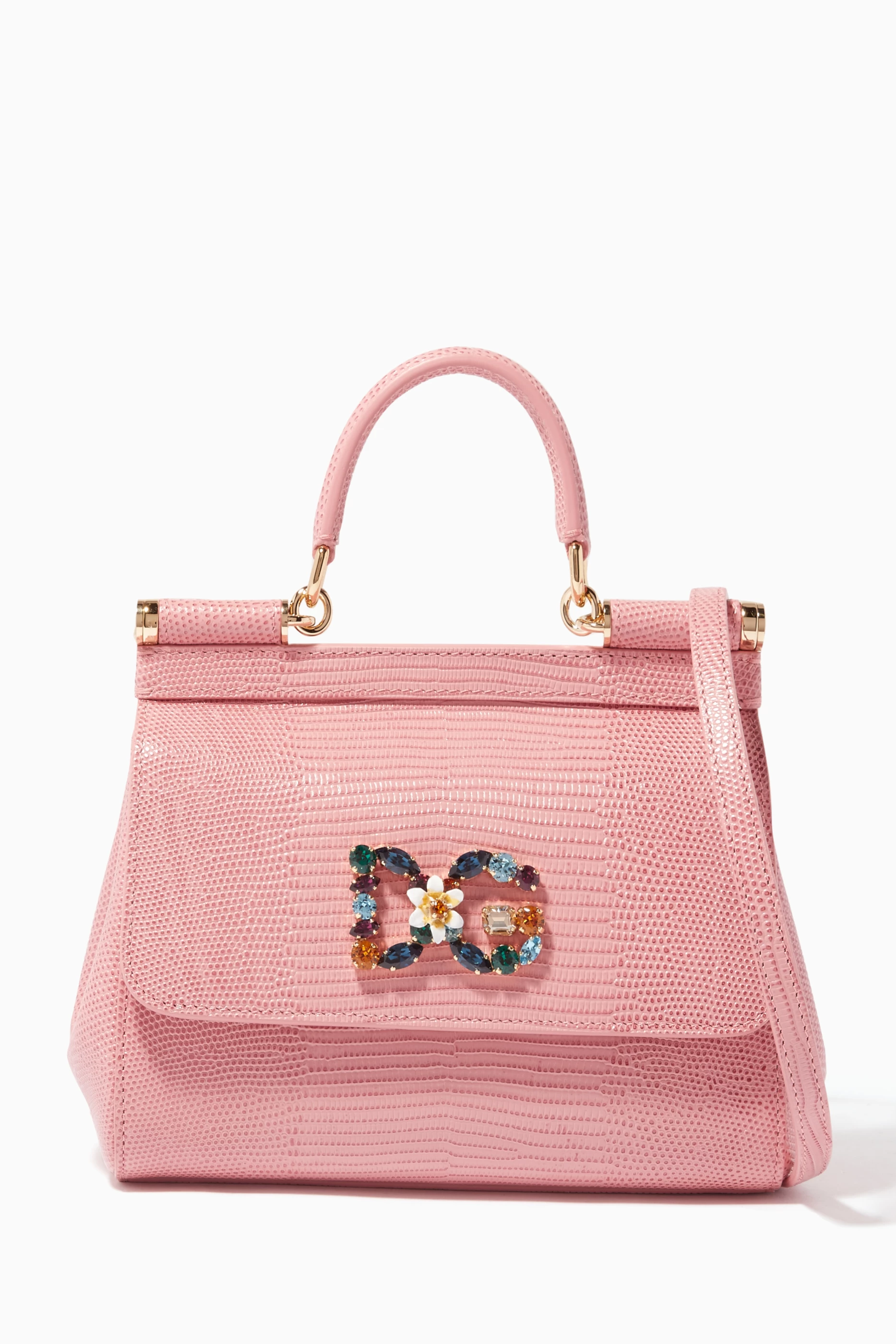 Buy Dolce Gabbana Pink Pink Small Iguana Effect Miss Sicily Bag