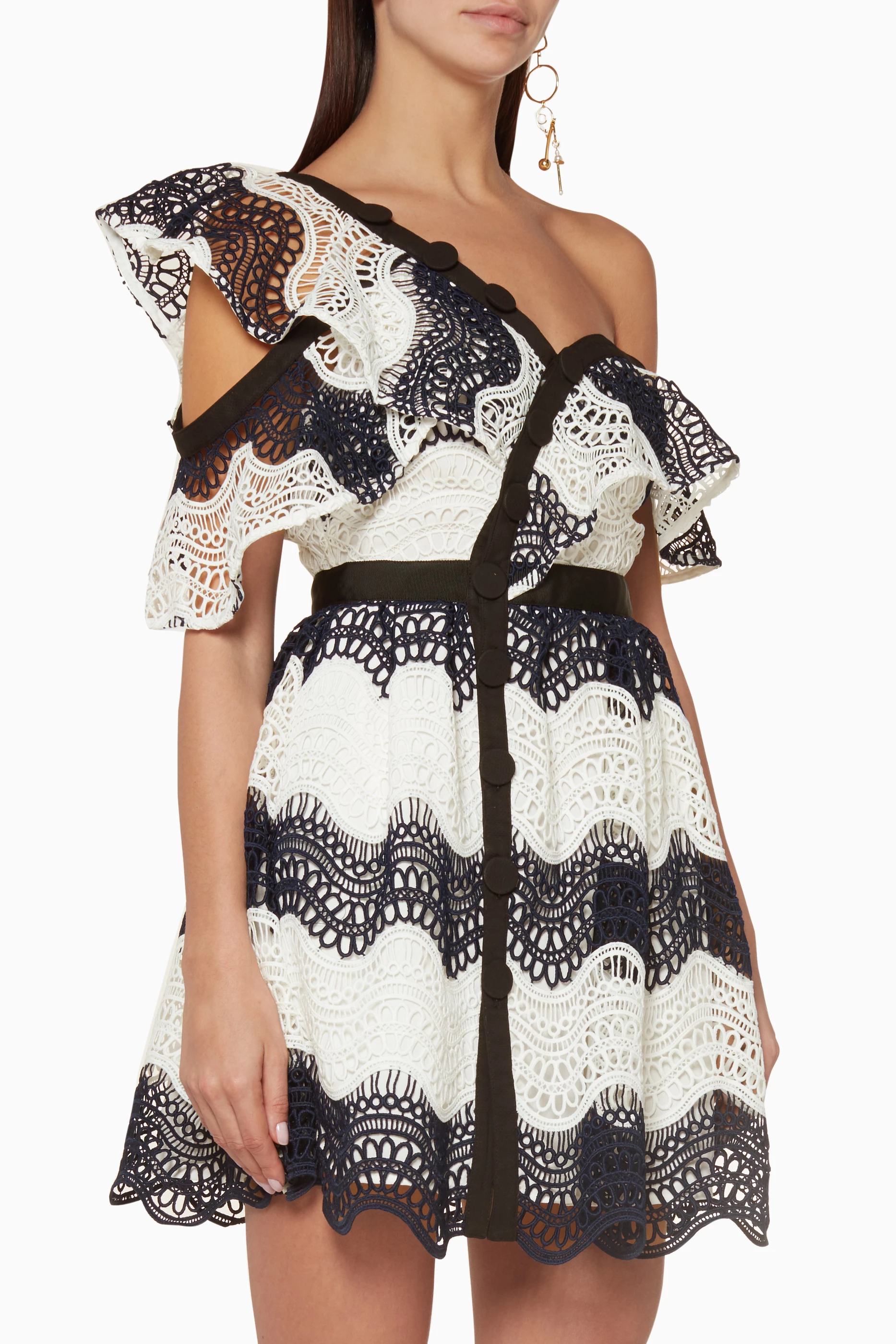 Buy Self Portrait Multicolour Multi coloure Wave Guipure Frill