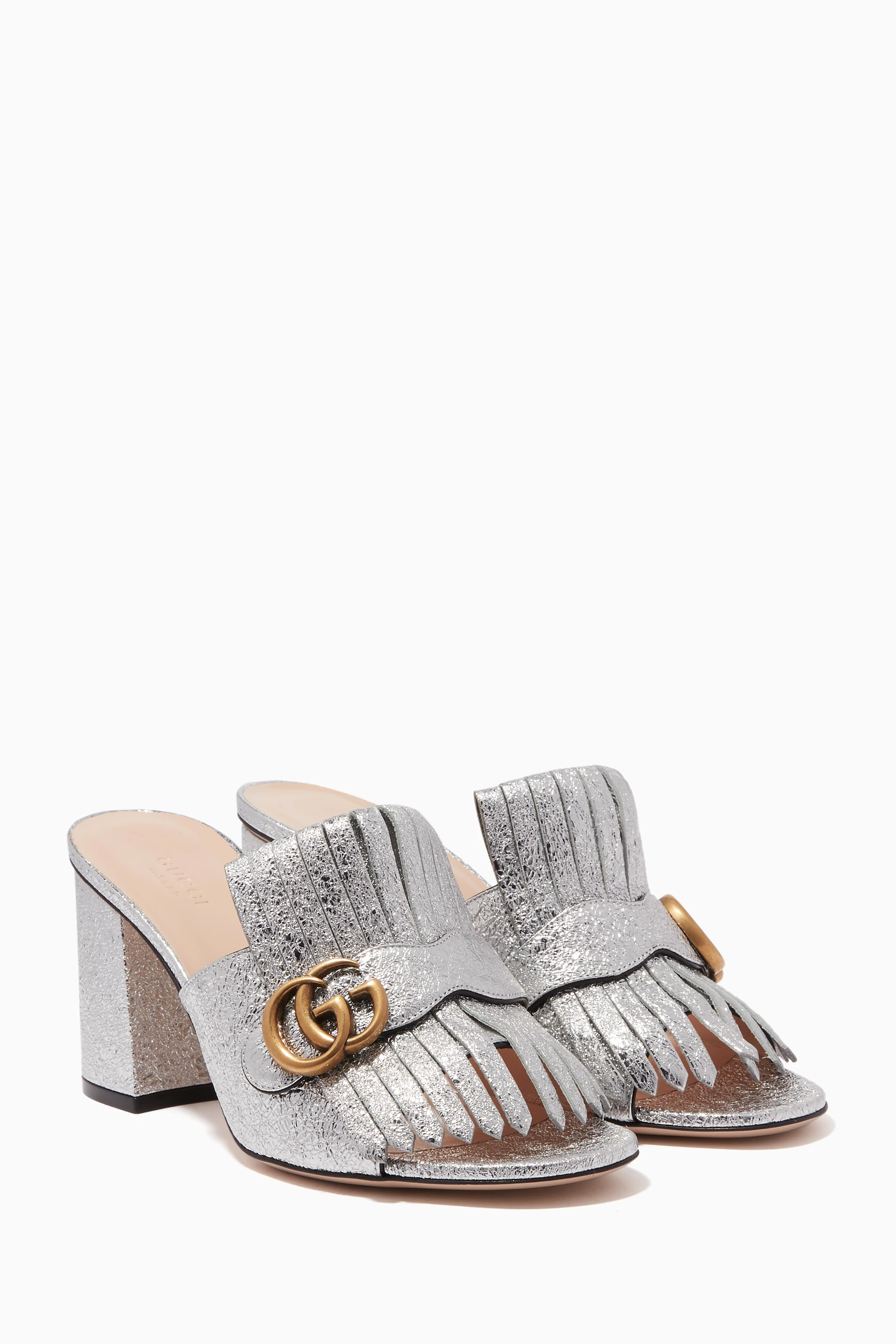 Gucci marmont mules silver new arrivals
