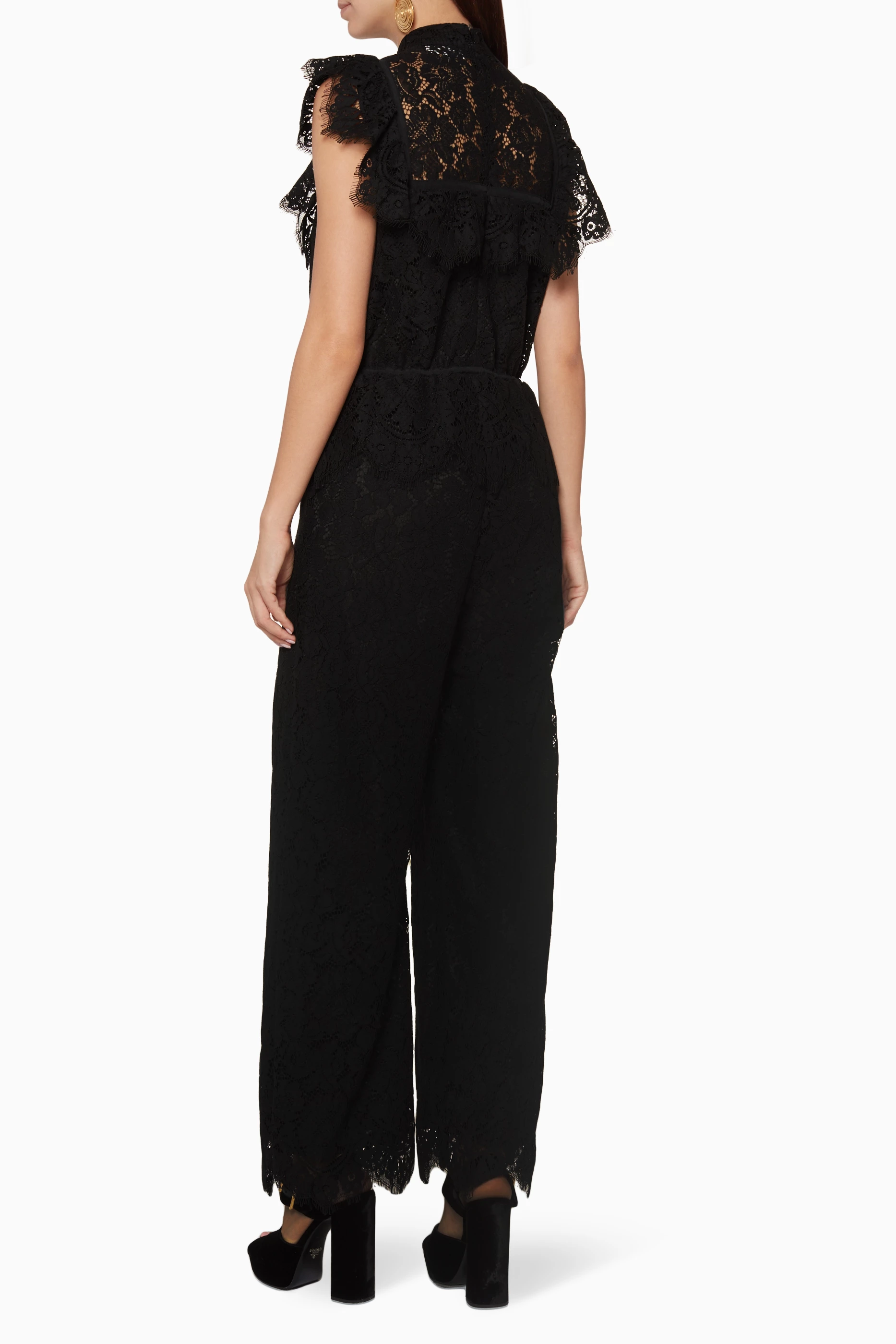 Buy Ganni Black White Jerome Lace Jumpsuit for Women in Saudi Ounass