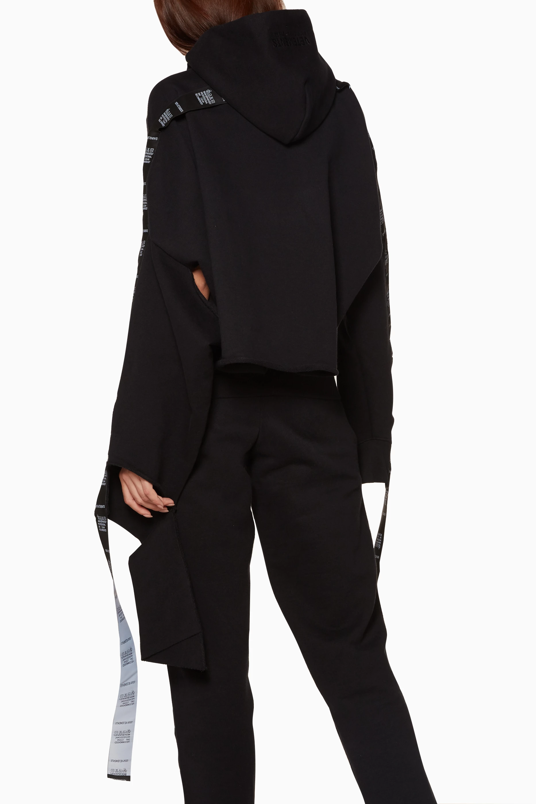 Buy Vetements Black Black Tape Trimmed Hooded Sweatshirt for Women