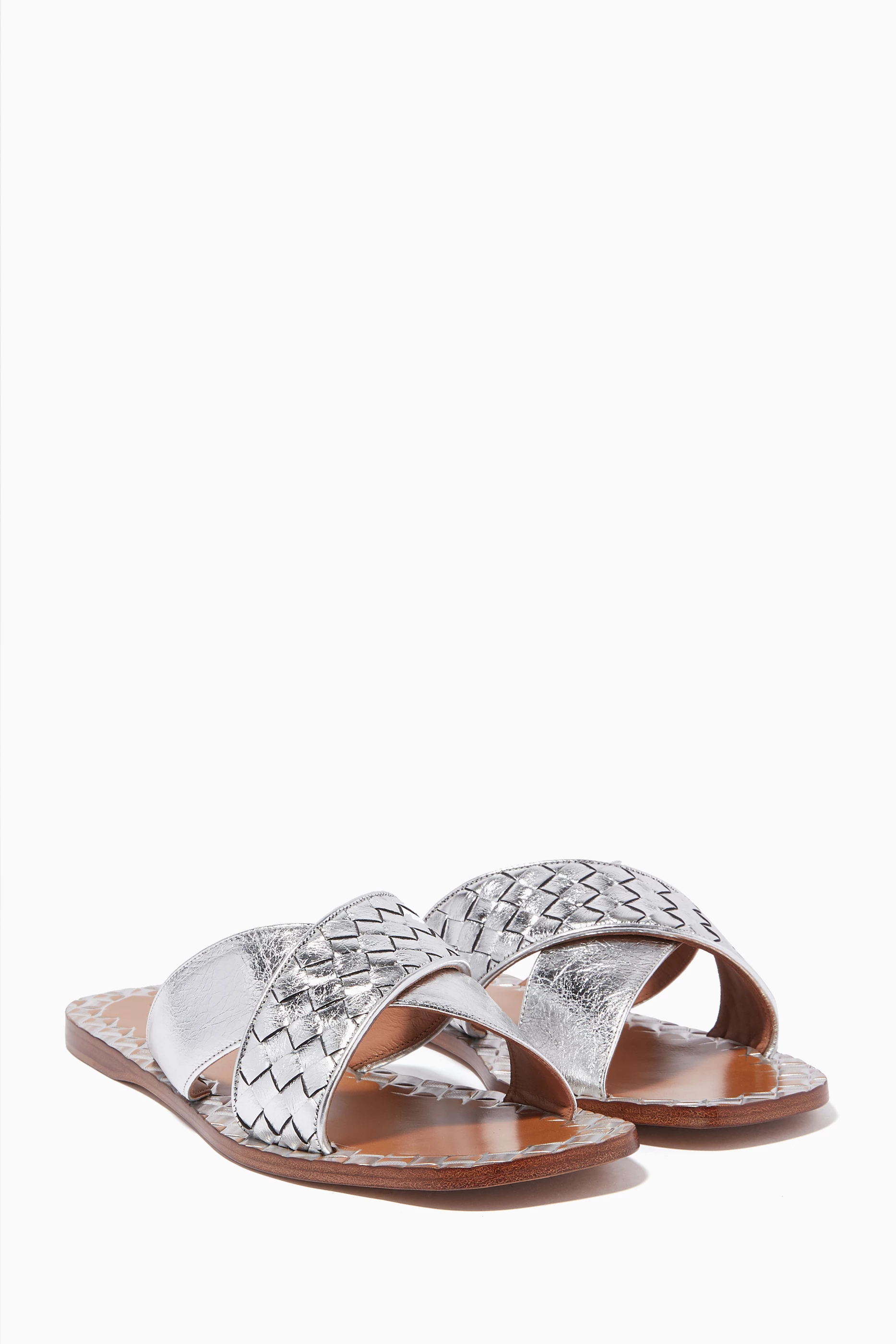 Buy Bottega Veneta Silver Metallic Bronze Criss Cross Ravello