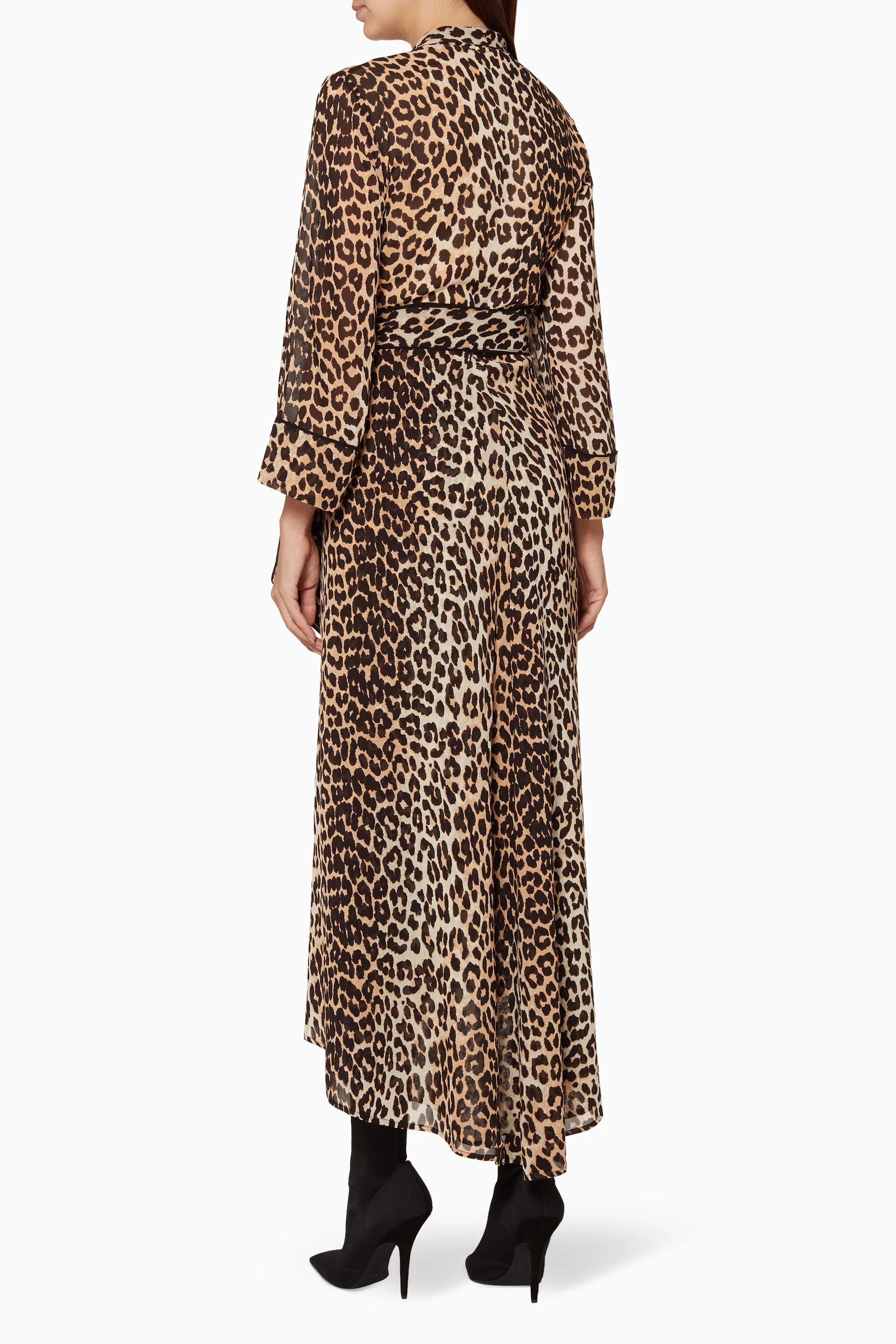 Ganni fairfax online georgette leopard