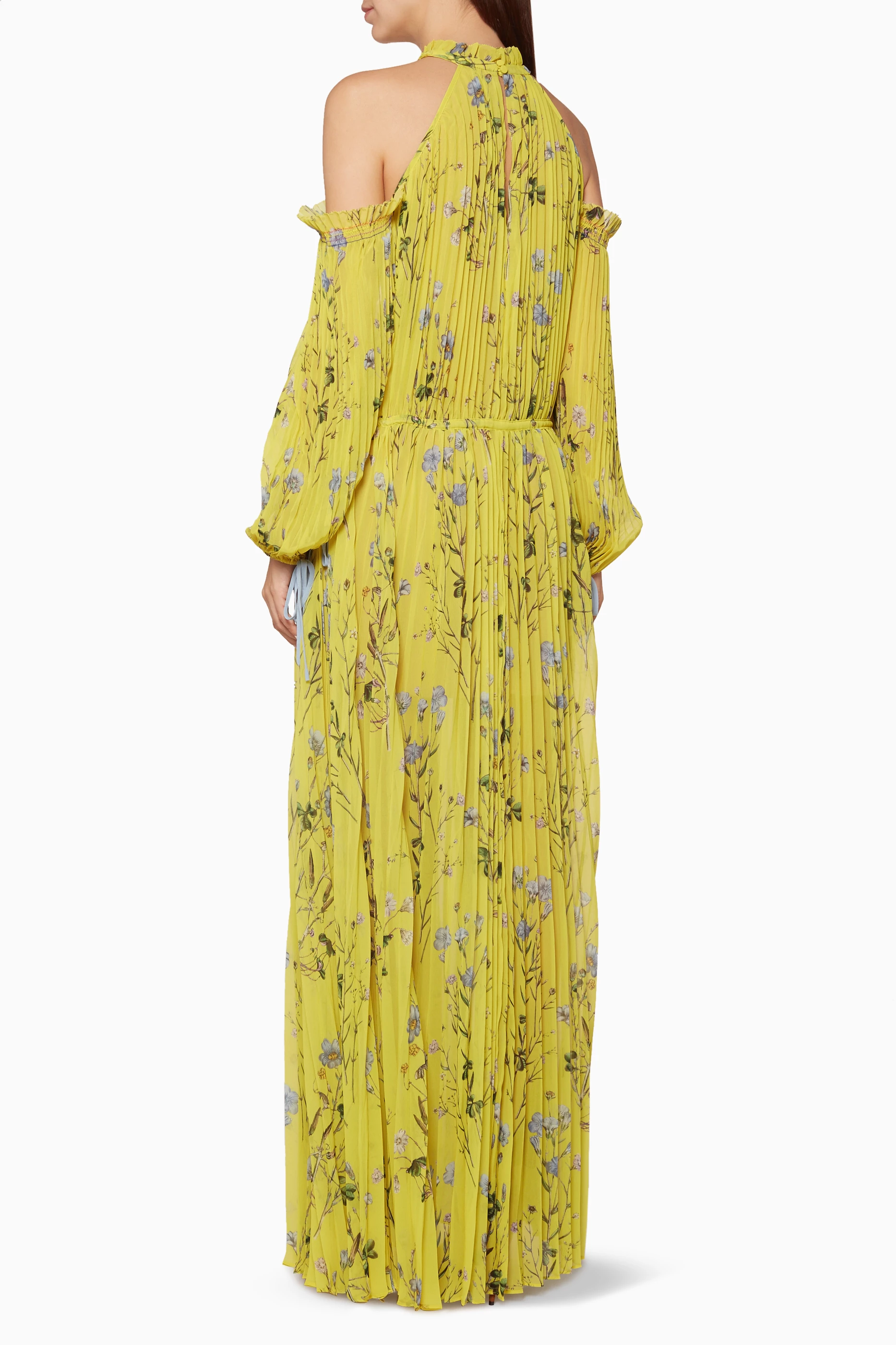 Self portrait top yellow pleated dress
