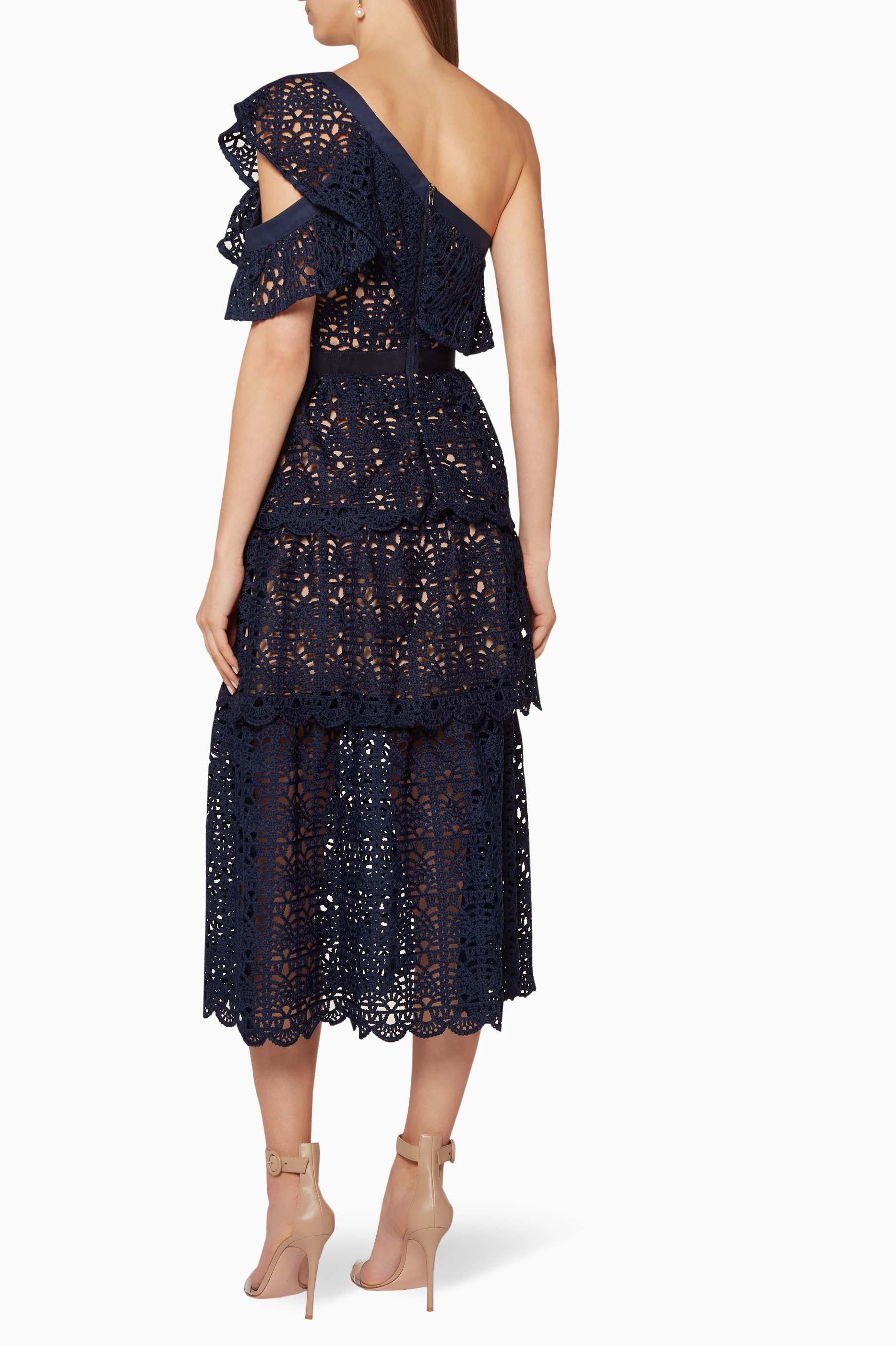 Self portrait one shoulder midi dress clearance